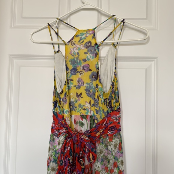 Anthropologie Yellow Ruched Tie Front Sundress - Picture 4 of 6